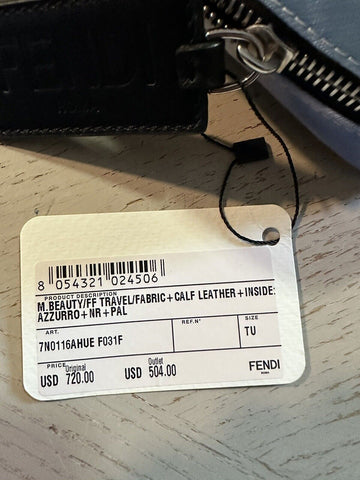 New $720 Fendi Zipper Toiletry Travel Bag Color Azzurro Italy