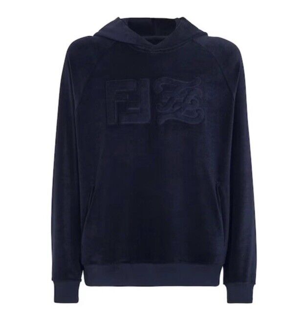 NWT $1190 Fendi Men FF Logo hooded Sweater/Knit Pullover Navy Size L