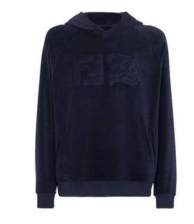 NWT $1190 Fendi Men FF Logo hooded Sweater/Knit Pullover Navy Size L