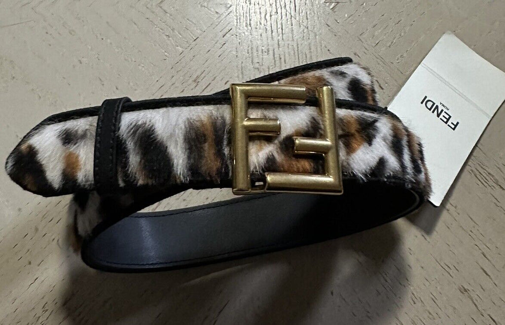 Fendi Women's FF Logo Leather Belt Black/Brown/White 36/90 8C0649 Italy NWT $750