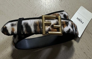 Fendi Women's FF Logo Leather Belt Black/Brown/White 36/90 8C0649 Italy NWT $750