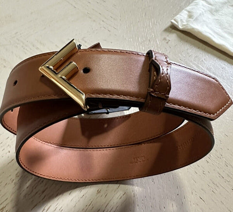 New $520 Fendi Womens F First Logo Leather Belt Brown 32/80 Italy