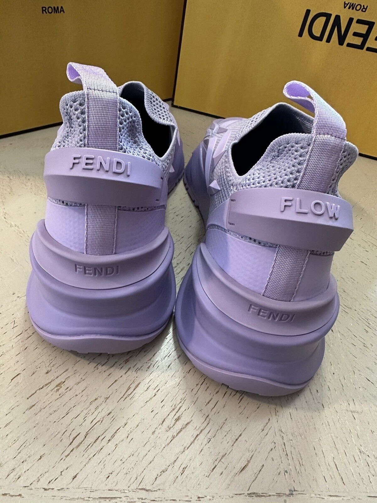 NIB $1050 Fendi Men Flow Knit Low Top Sneakers Lilac/Purple 11 US/10 UK 7E1504