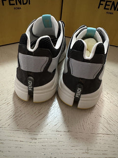 NIB $1100 Fendi Men FF Logo Leather Athletic Light Sneakers Charcoal 13 US/12 UK