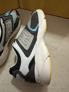 NIB $1100 Fendi Men FF Logo Leather Athletic Light Sneakers Charcoal 13 US/12 UK