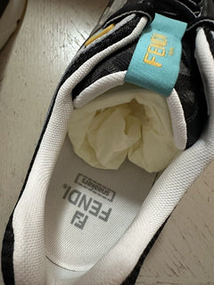 NIB $1100 Fendi Men FF Logo Leather Athletic Light Sneakers Charcoal 13 US/12 UK