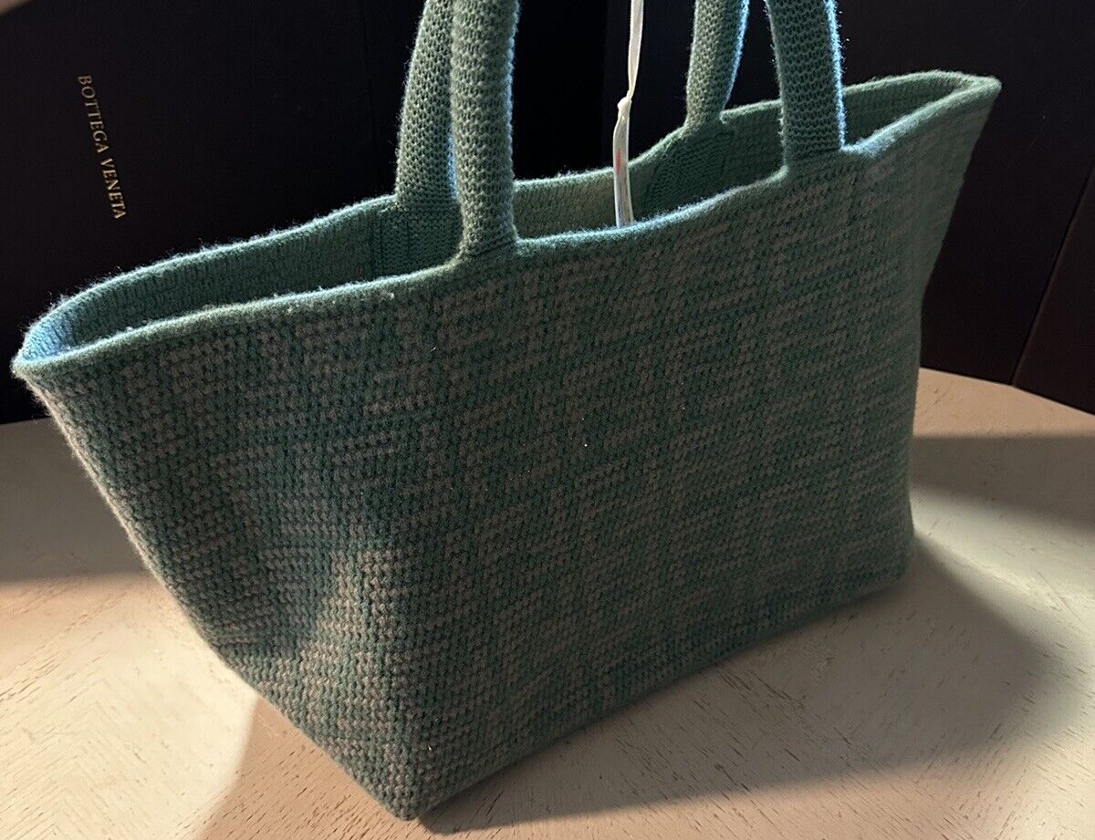 NWT $2590 Fendi Women Cashmere Shopper Tote Bag Large Green 8BH401