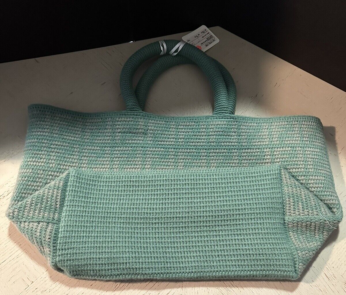 NWT $2590 Fendi Women Cashmere Shopper Tote Bag Large Green 8BH401