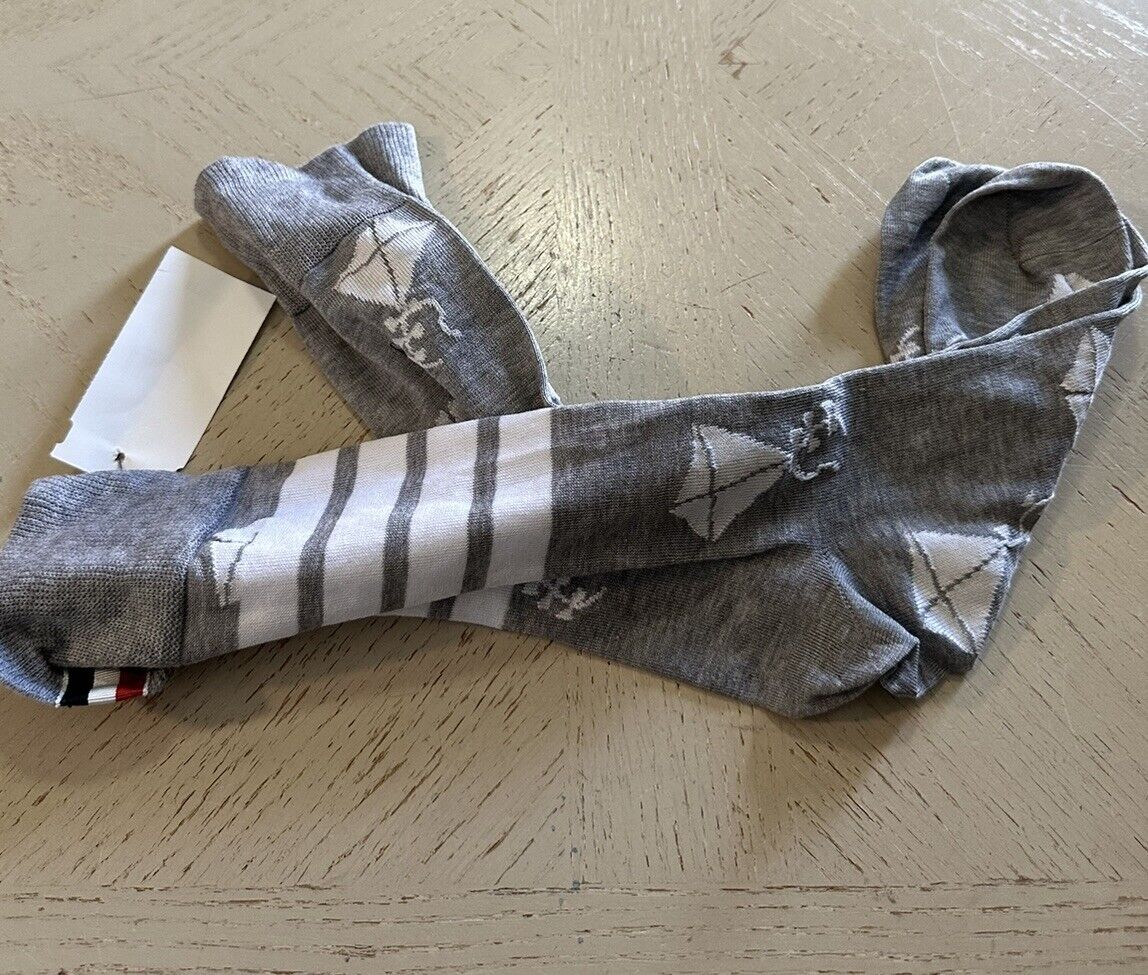 NWT Thom Browne Cotton Kite Dress Socks Gray One Size