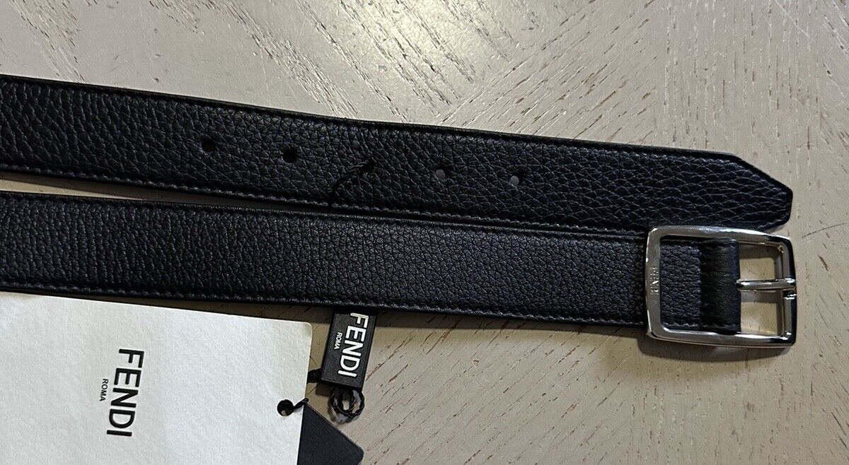 New  Fendi Men’s Grained Leather Belt Black 115/46 Italy