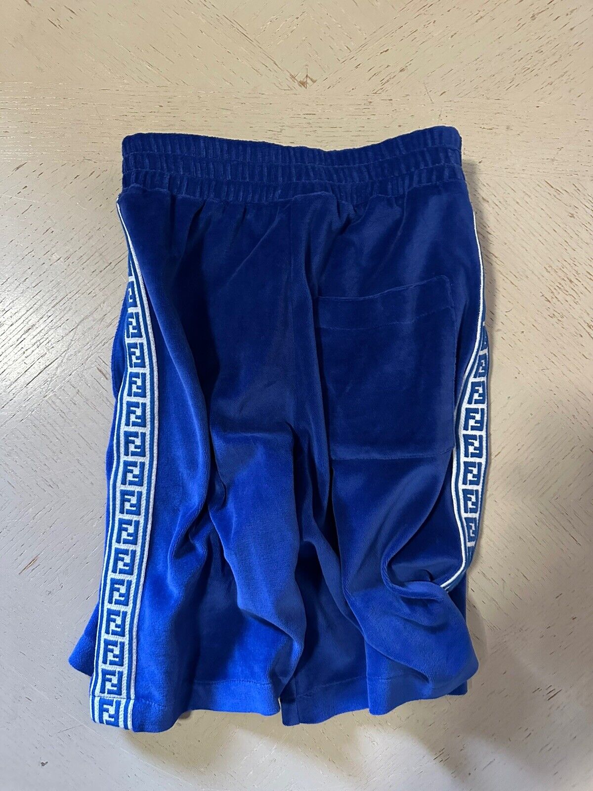 NWT $470 Fendi FF Logo Drawstring Boys Short Pants Color Blue Size 8A