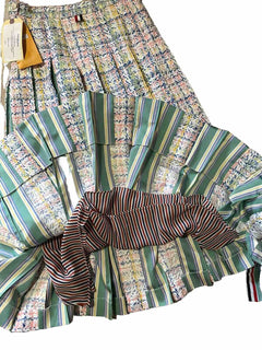 New $3200 Thom Brown Seasonal Pleated Tweed Midi Skirt White/Multi 38/4