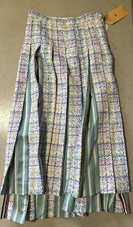 New $3200 Thom Brown Seasonal Pleated Tweed Midi Skirt White/Multi 38/4