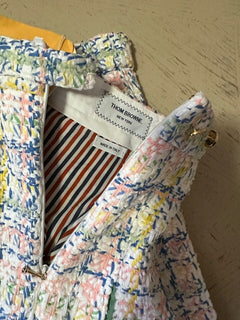 New $3200 Thom Brown Seasonal Pleated Tweed Midi Skirt White/Multi 38/4