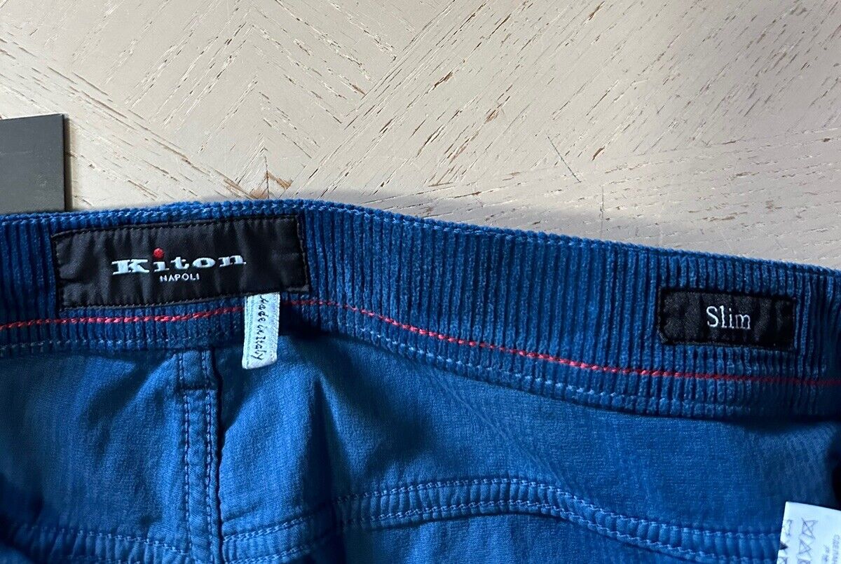 NWT $1495 Kiton Men’s Corduroy Cashmere Blend Pants Sky Blue 33 US Italy