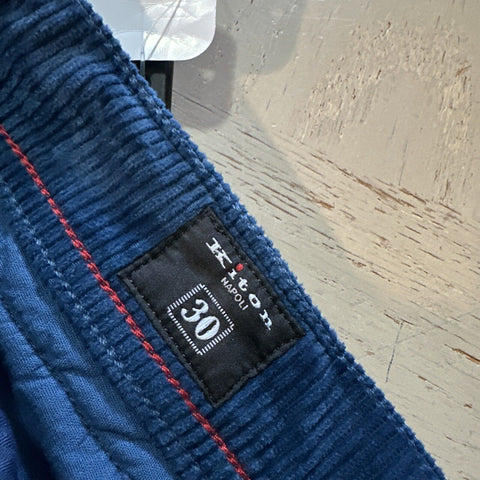 NWT $1495 Kiton Men’s Corduroy Cashmere Blend Pants Sky Blue 30 US/46 Eu Italy