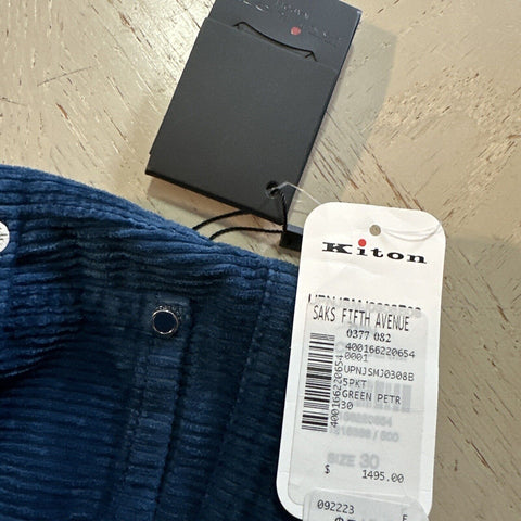 NWT $1495 Kiton Men’s Corduroy Cashmere Blend Pants Sky Blue 30 US/46 Eu Italy