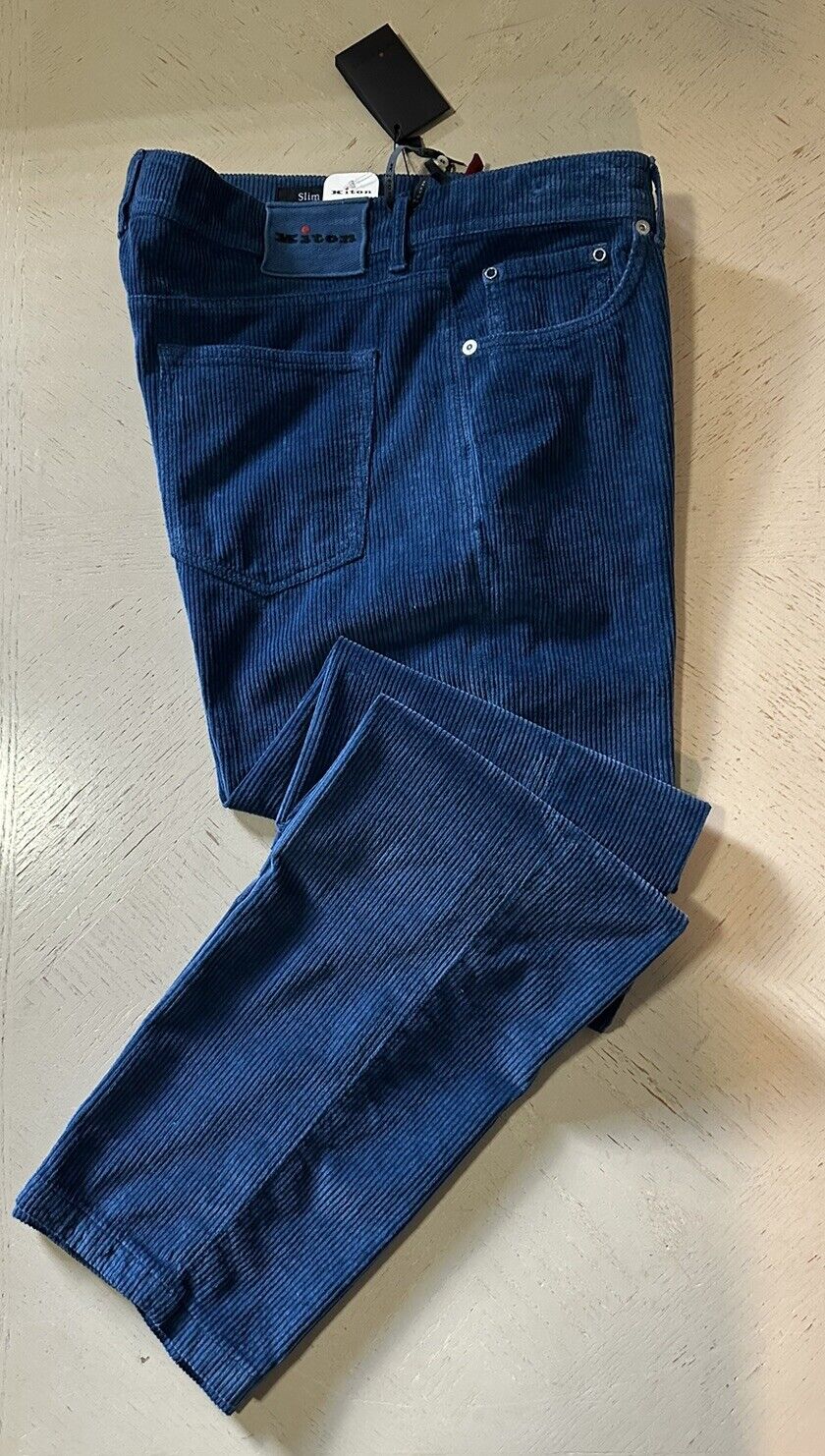 NWT $1495 Kiton Men’s Corduroy Cashmere Blend Pants Sky Blue 40 US/56 Eu Italy