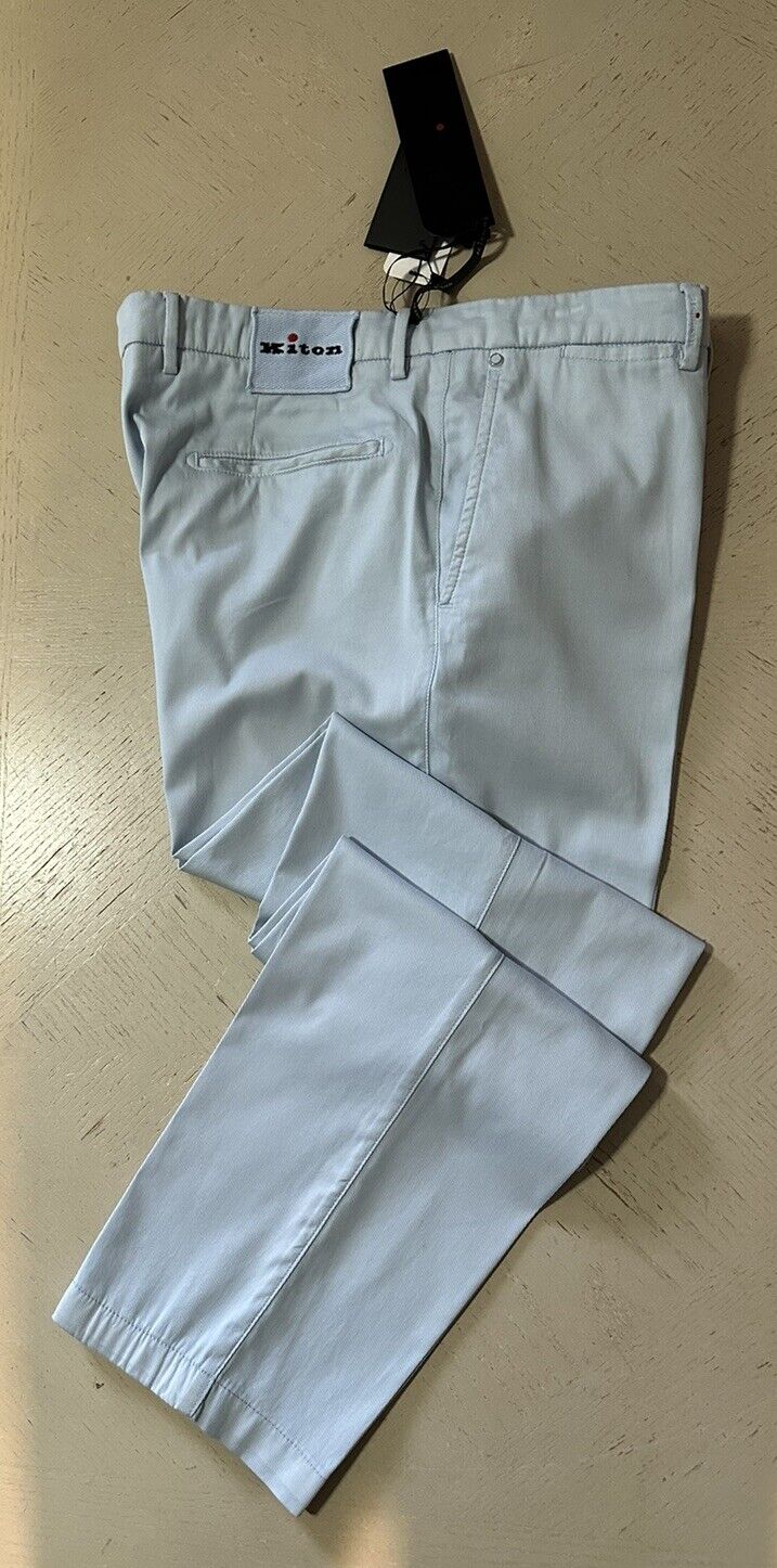 NWT $1795 Kiton Men’s Silk Blend Pants Blue 38 US/54 Eu Hand made in Italy