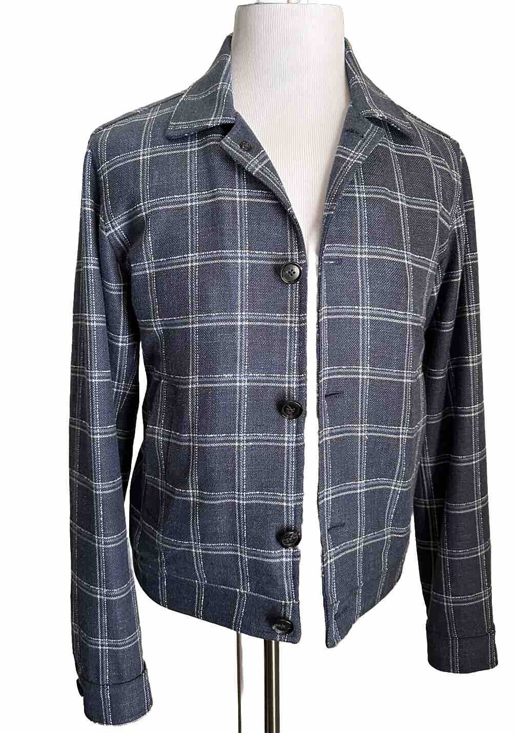 New $2750 Isaia Portofino Plaid Wool Blend Shirt Jacket Blue 44 US/54 Eu Italy