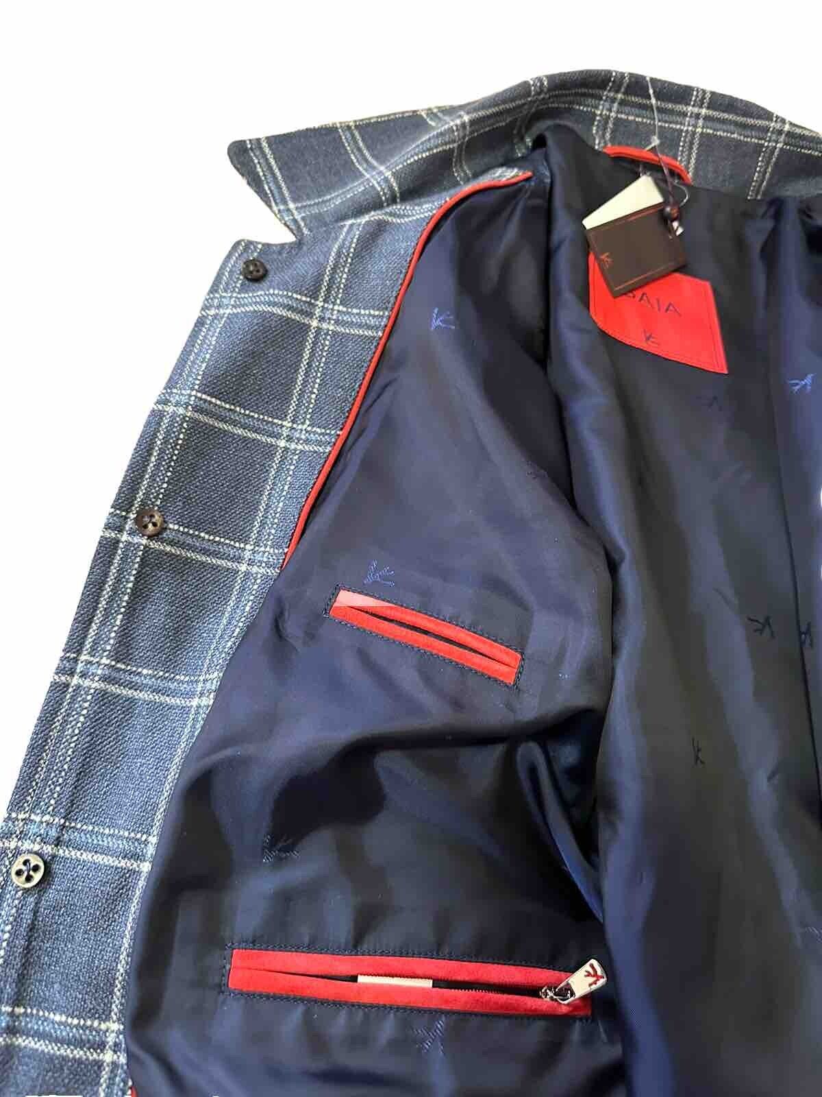 New $2750 Isaia Portofino Plaid Wool Blend Shirt Jacket Blue 44 US/54 Eu Italy