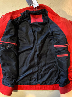 New $4995 Isaia Portofino AQUA Suede Jacket MD Red 38 US/48 Eu Italy