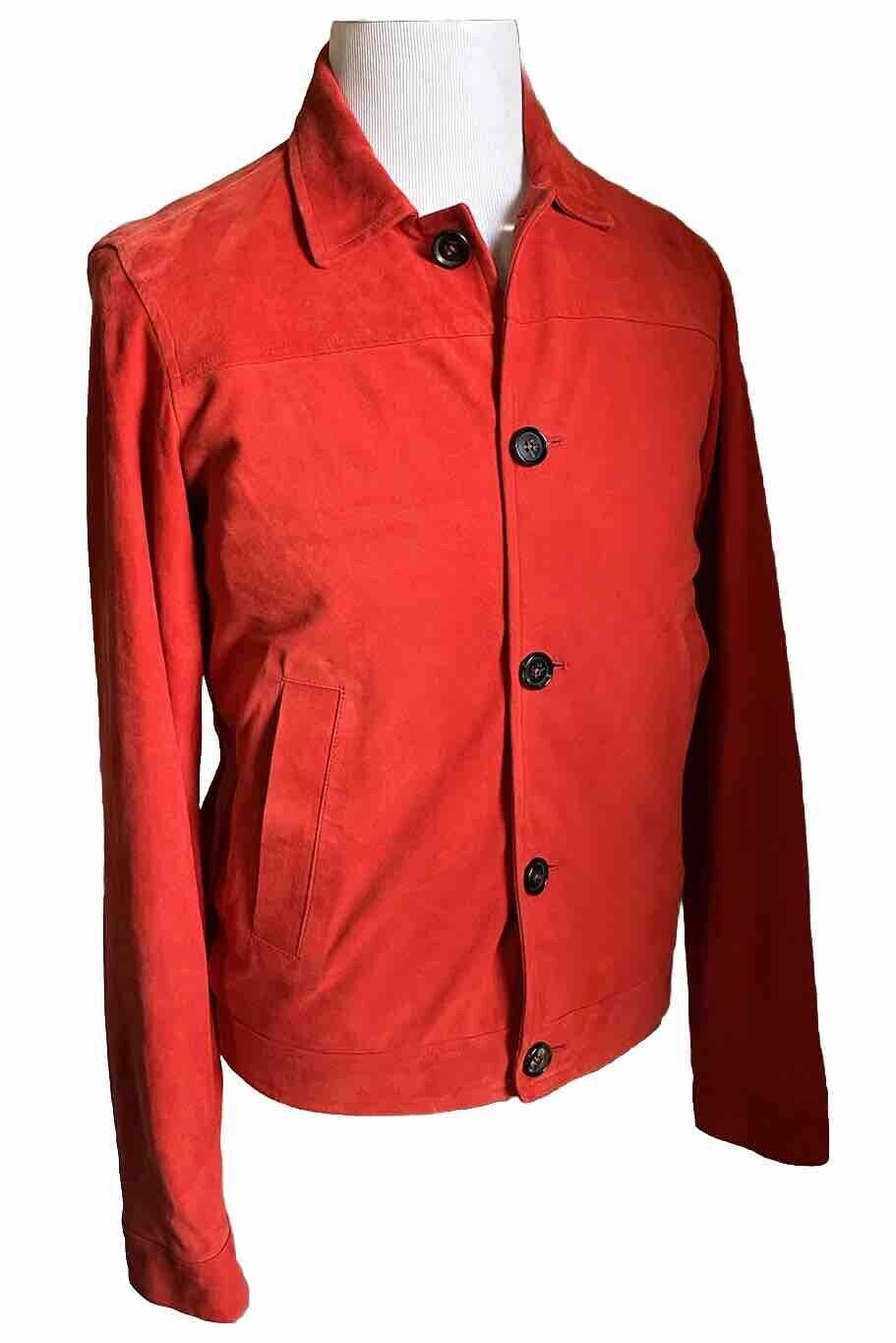 New $4995 Isaia Portofino AQUA Suede Jacket MD Red 38 US/48 Eu Italy