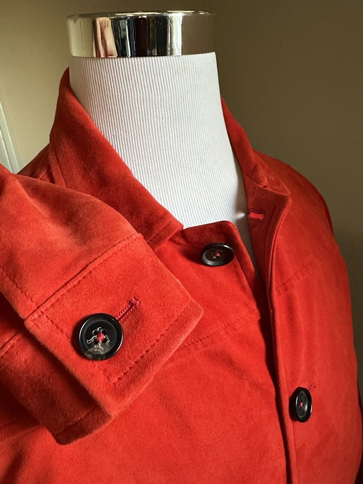 New $4995 Isaia Portofino AQUA Suede Jacket MD Red 38 US/48 Eu Italy