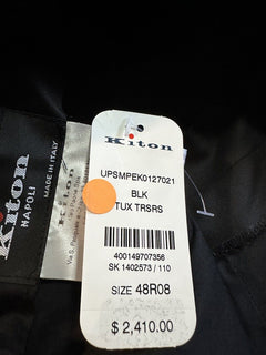 NWT $2410 Kiton Men’s Tuxedo Pants Super 150S Wool Black 32 US/48 Eu