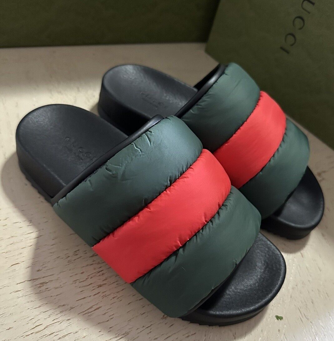 NIB Gucci Women’s Nylon Sandal Shoes Black/Green/Red 7 US ( 37 Eu ) 709320