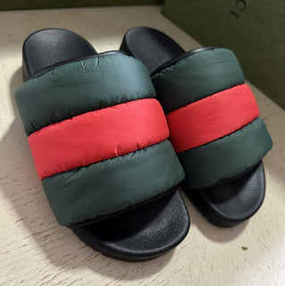 NIB Gucci Women’s Nylon Sandal Shoes Black/Green/Red 7 US ( 37 Eu ) 709320