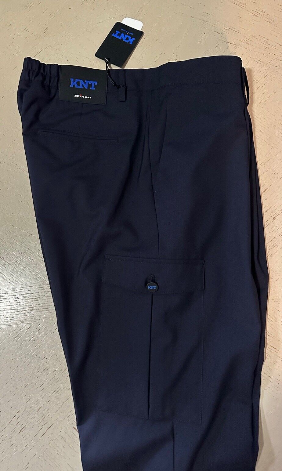 NWT $1395 KNT BY KITON Wool Drawstring Cargo Dress Pants Navy 38 US/54 Eu Italy
