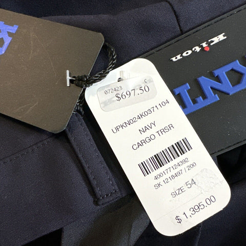 NWT $1395 KNT BY KITON Wool Drawstring Cargo Dress Pants Navy 38 US/54 Eu Italy