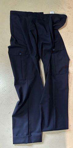 NWT $1395 KNT BY KITON Wool Drawstring Cargo Dress Pants Navy 38 US/54 Eu Italy