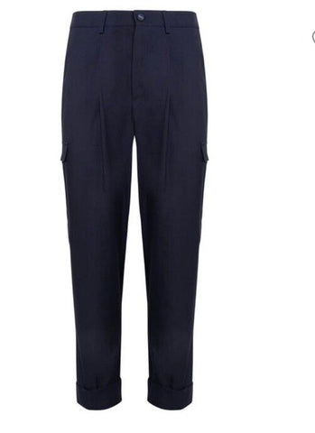 NWT $1395 KNT BY KITON Wool Drawstring Cargo Dress Pants Navy 38 US/54 Eu Italy