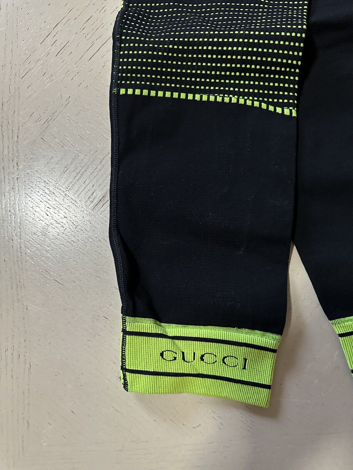 New $920 Gucci Men’s GG Jersey Jacquard Leggings Pants Black/Yellow M 696130