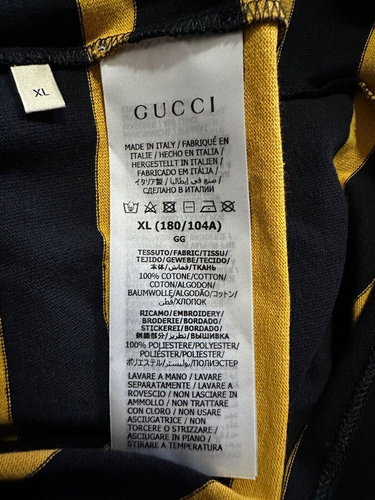 New Gucci Mens Gucci HA HA HA Short Sleeve T Shirt Jersey Black/Yellow Size XL