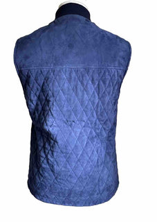 New $3750 Isaia Men Suede Baseball Collar Suede Vest Gilet Navy 44 US/54 Eu