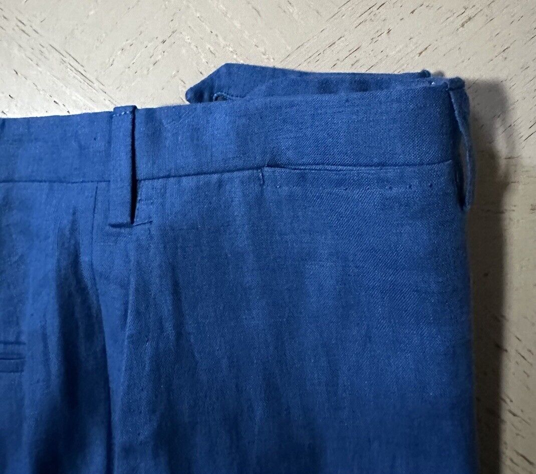 NWT $1395 Kiton Men’s High Waist Linen Pants Blue 34 US/50 Eu Italy