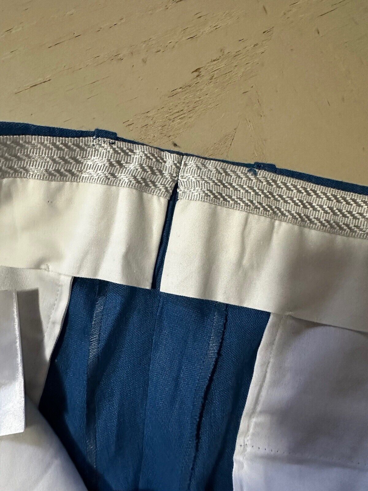 NWT $1395 Kiton Men’s High Waist Linen Pants Blue 38 US/54 Eu Italy