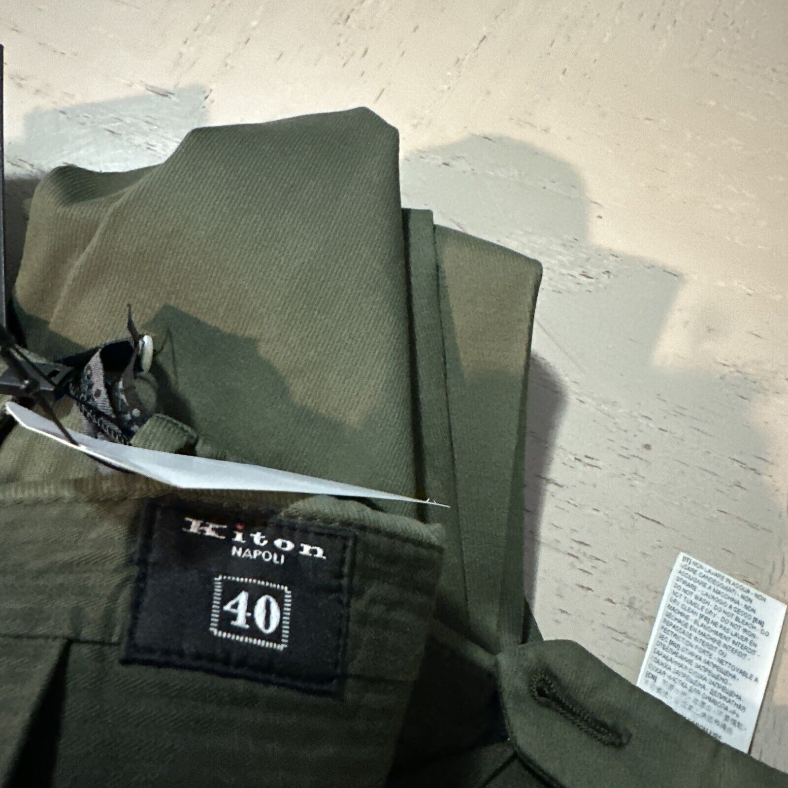 NWT $1795 Kiton Men’s Silk Blend Pants Green Military 40 US/56 Eu Italy