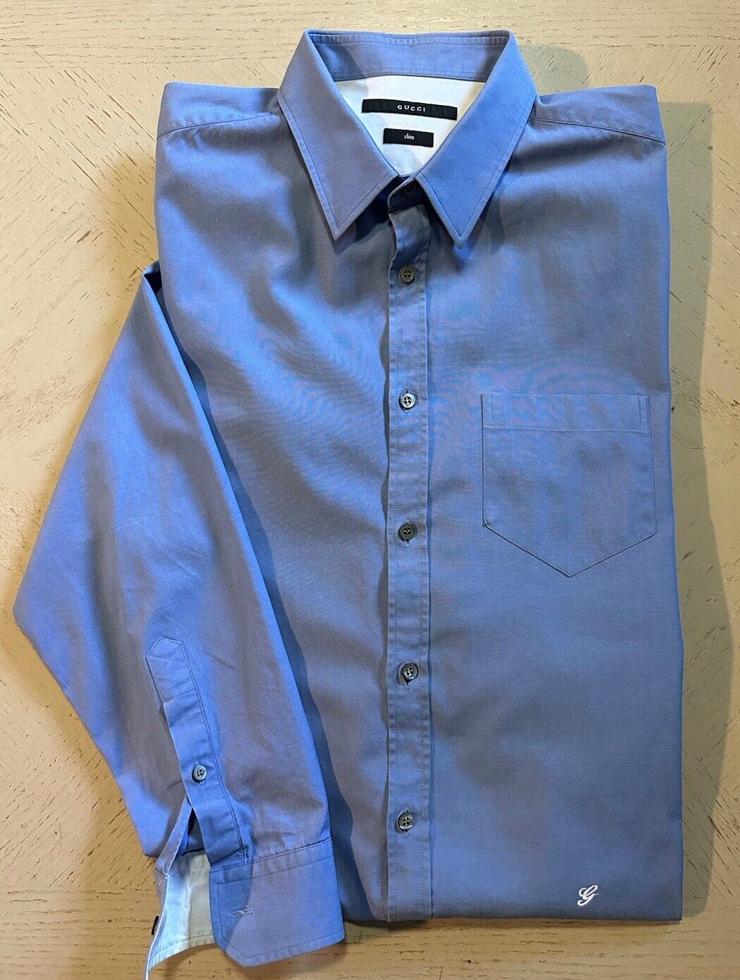 Gucci Men’s Slim Fit Dress Shirt Blue Size 42/16.5 Switzerland
