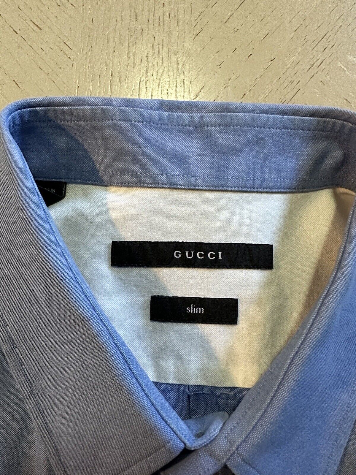 Gucci Men’s Slim Fit Dress Shirt Blue Size 42/16.5 Switzerland