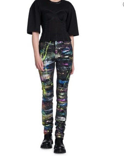 New $1995 Dolce&Gabbana Women’s Splatter Paint Skinny Jeans Black/Multi 40 It.