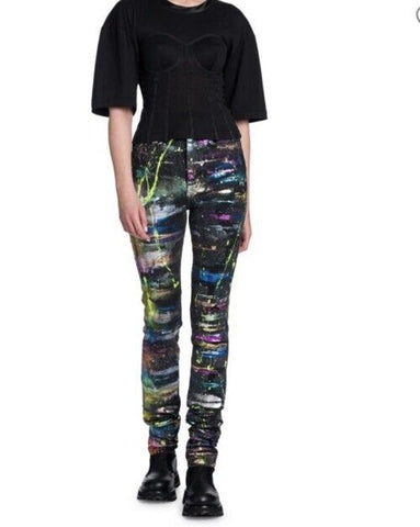 New $1995 Dolce&Gabbana Women’s Splatter Paint Skinny Jeans Black/Multi 40 It.