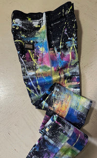 New $1995 Dolce&Gabbana Women’s Splatter Paint Skinny Jeans Black/Multi 40 It.