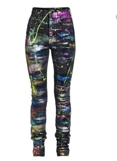New $1995 Dolce&Gabbana Women’s Splatter Paint Skinny Jeans Black/Multi 40 It.