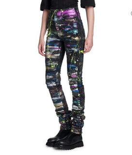 New $1995 Dolce&Gabbana Women’s Splatter Paint Skinny Jeans Black/Multi 40 It.