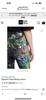 New $1995 Dolce&Gabbana Women’s Splatter Paint Skinny Jeans Black/Multi 40 It.
