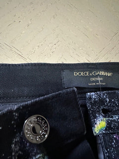 New $1995 Dolce&Gabbana Women’s Splatter Paint Skinny Jeans Black/Multi 40 It.